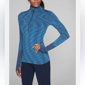 Athleta Flurry Half-Zip Athletic Navy & Gray Pullover Size large